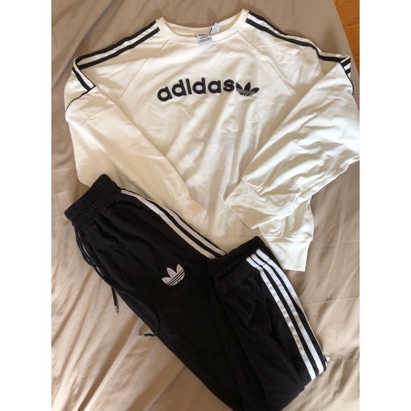 adidas Tops - White adidas 2 piece set